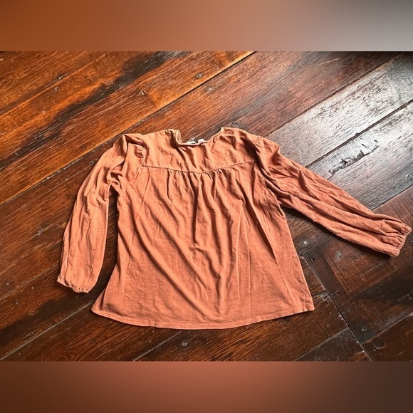 Lucky Brand Women’s Top size Small boho brown burnt orange peasant hippie fall - Picture 7 of 7